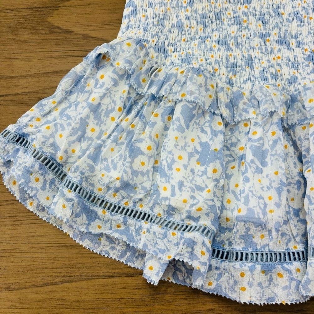 Saylor Amal Ruffle Smocked Skirt Baby Blue & White Size S - Picture 4 of 8